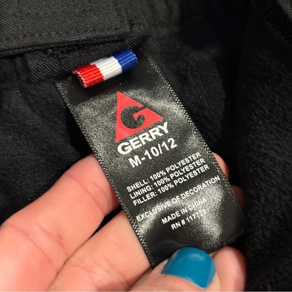 GERRY Performance Black Snow Bib Pants Removable Suspenders Youth Size M 10/12